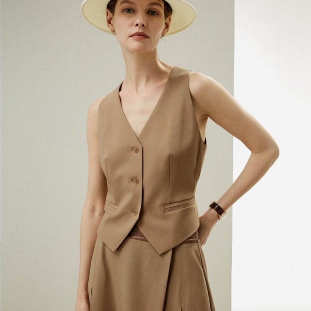 Women's Tan Vest and Pants Set